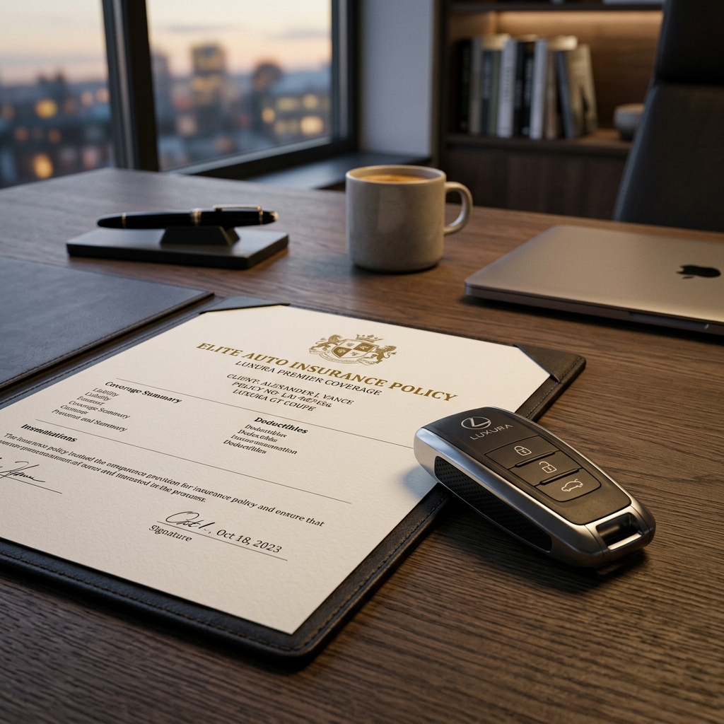 Car key and insurance policy document